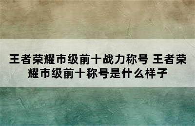 王者荣耀市级前十战力称号 王者荣耀市级前十称号是什么样子